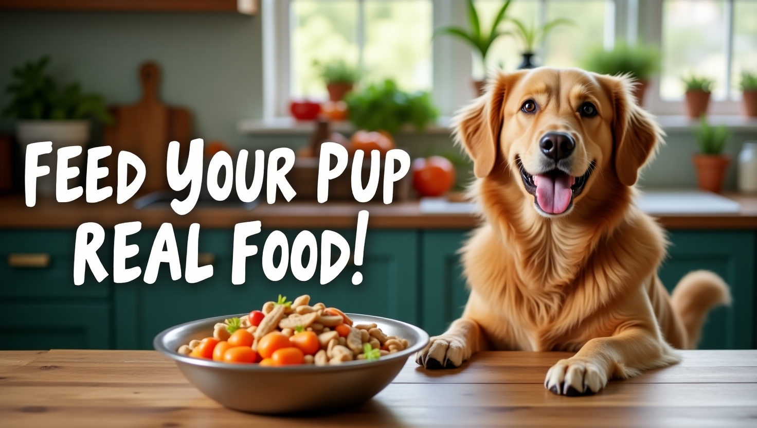 Homemade dog food with chicken and rice