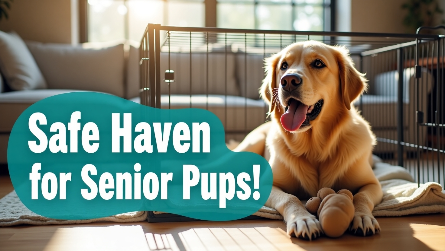 Senior dog in cozy crate for stress-free training